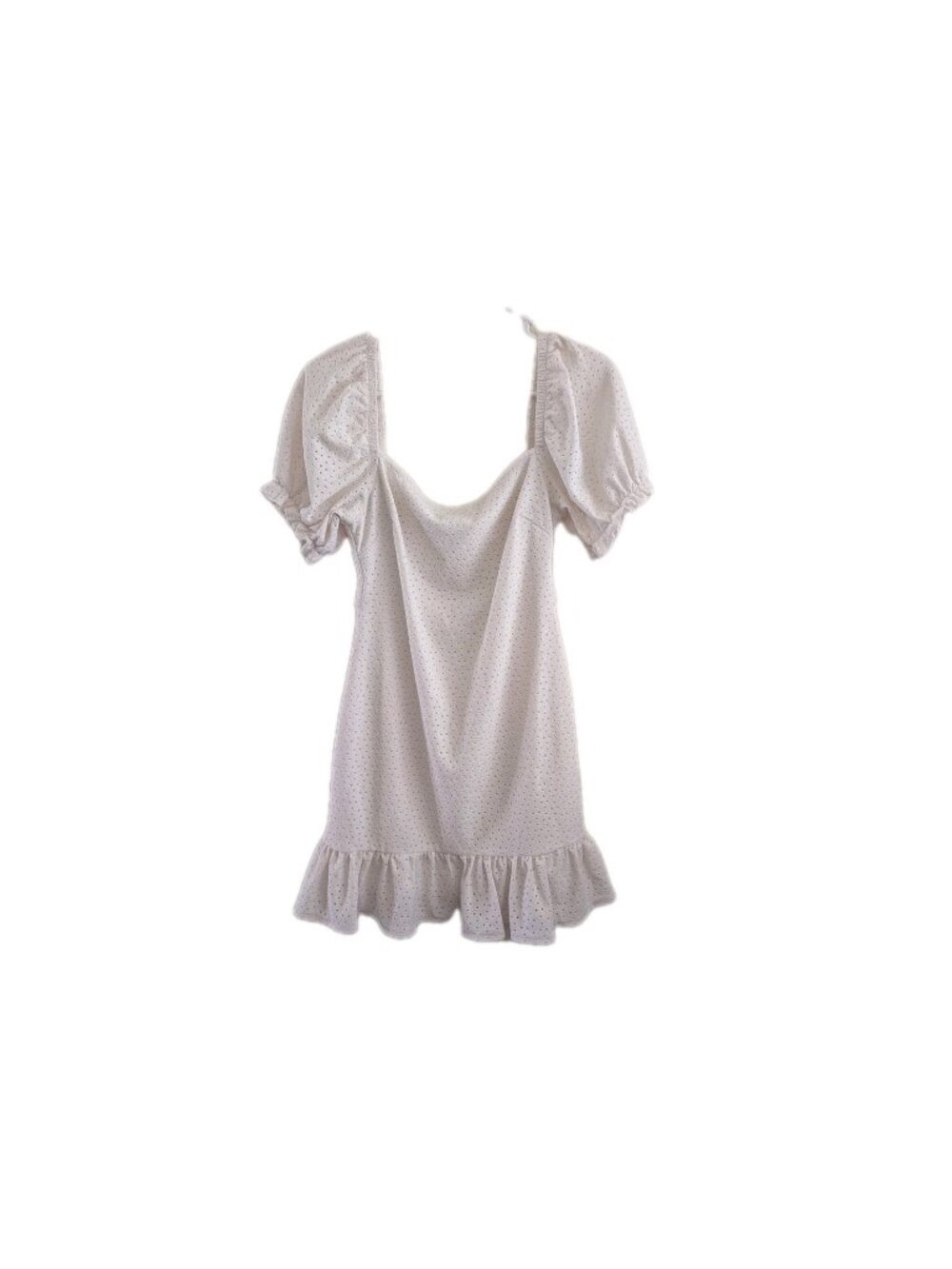 ​Speechless White Eyelet Dress M Cottagecore Open Back Graduation Bridal Mini